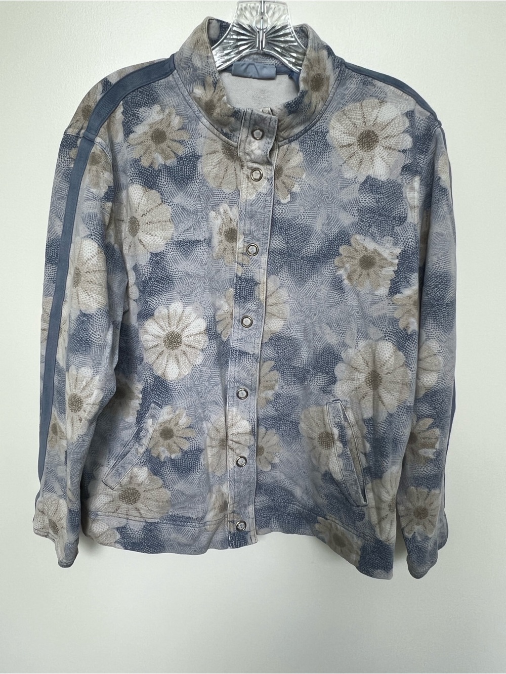 Pacer by Karen Scott Light Blue Floral women’s Snap Jacket